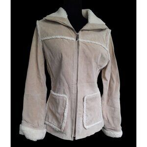 Vtg Womens Boho Western Suede Sherpa Clean Girl Quiet Luxury Sz Small Zip Jacket